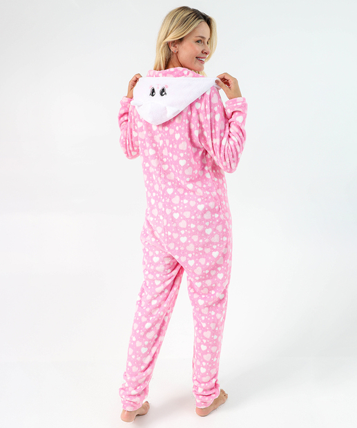 Macacão Pijama Feminino Plush Marisa Rosa 