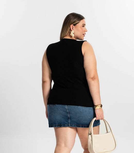 Regata Feminina Plus Size Secret Glam Preto