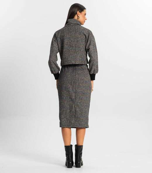 Saia Midi Feminina Rovitex Preto