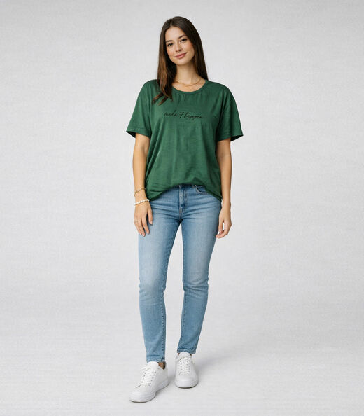 Blusa Feminina Estampa E Costa Maior Infinita Cor Verde