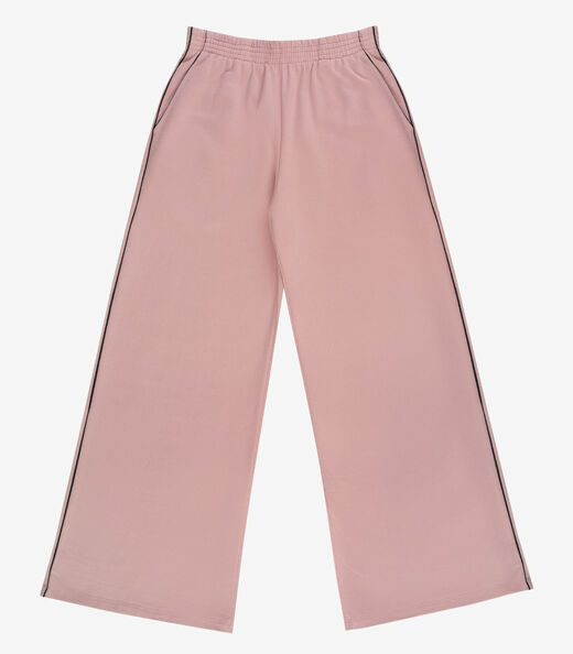 Calça Juvenil Wide Leg Moletom Felpado Minty Rosa
