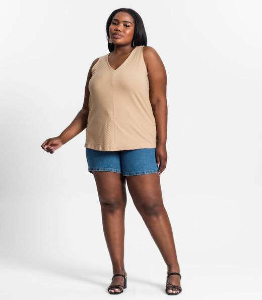 Regata Feminina Plus Size Secret Glam Marrom