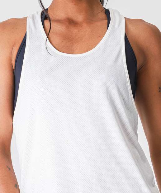 Blusa Regata Feminina Fitness Dry Fit Marisa Off White