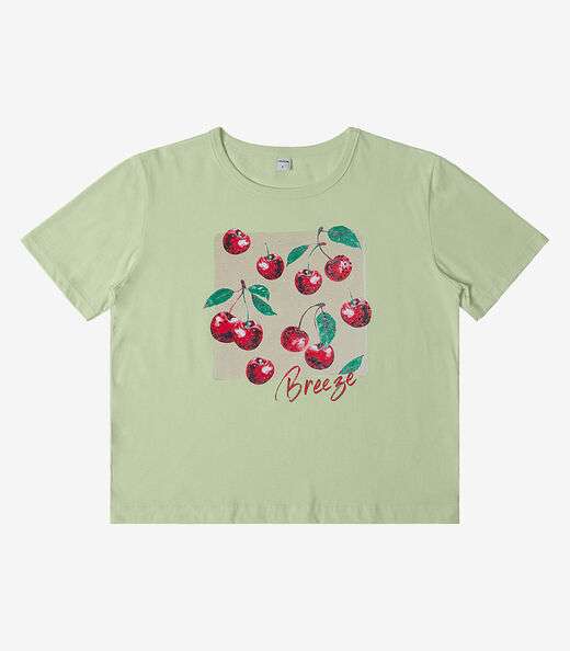 Camiseta Manga Curta Feminina Meia Malha Rovitex Verde