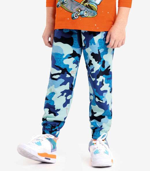 Calça Infantil Masculina Camuflada Rovi Kids Azul