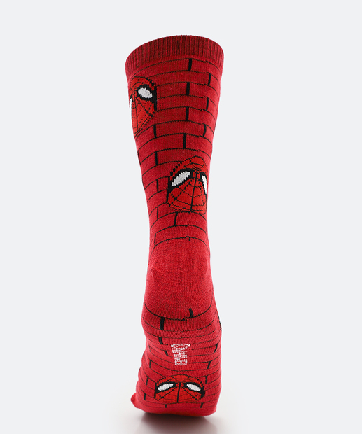 Meia Masculina Cano Longo Homem Aranha Vermelho