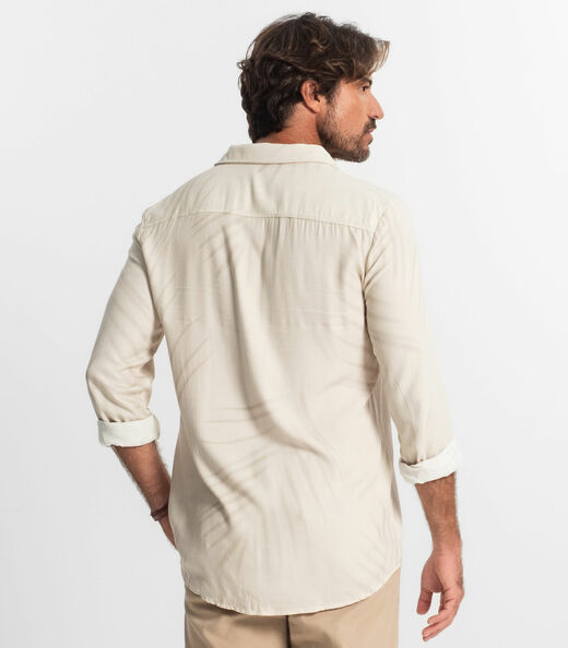Camisa Masculina Manga Longa Com Botões Diametro Bege