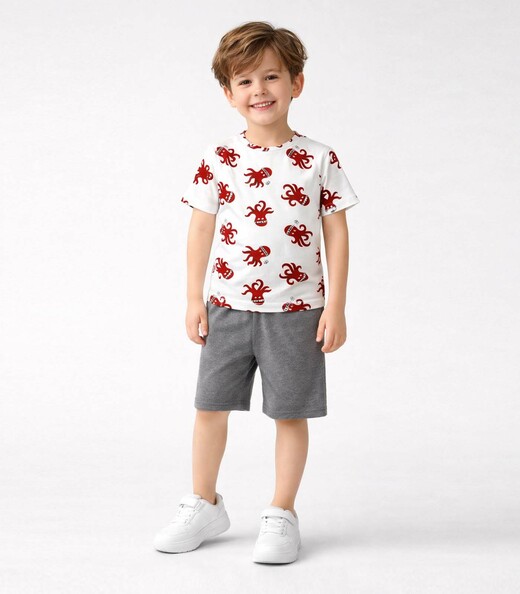 Conjunto Menino Camiseta E Bermuda Select Bege