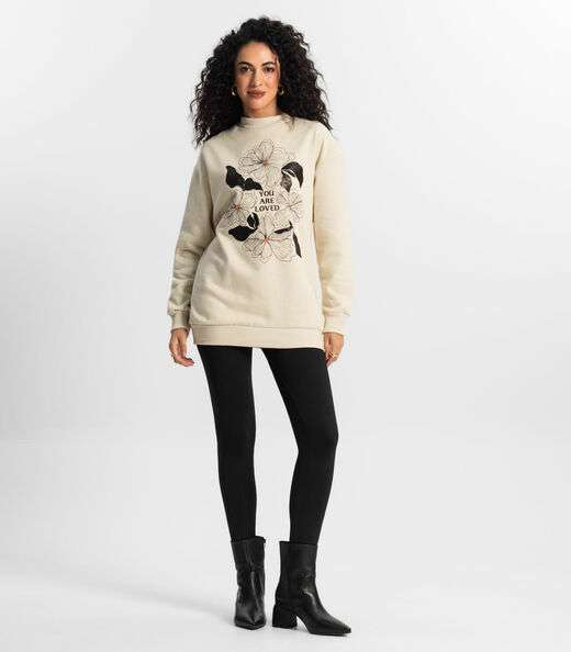 Blusão Alongado Feminino Rovitex Bege