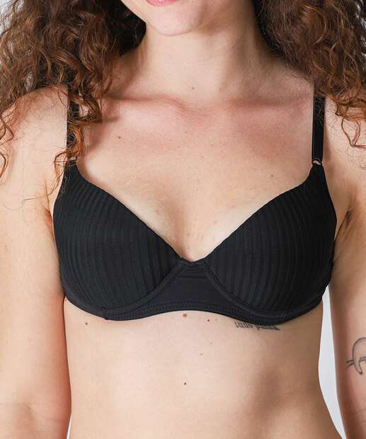 Sutiã Com Base E Com Bojo Canelado Marisa Preto