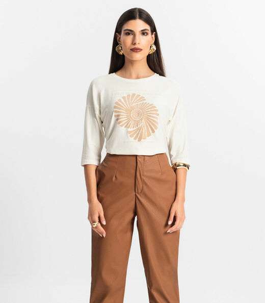 Image_Blusa Feminina Manga 7/8 Viscose Endless Bege