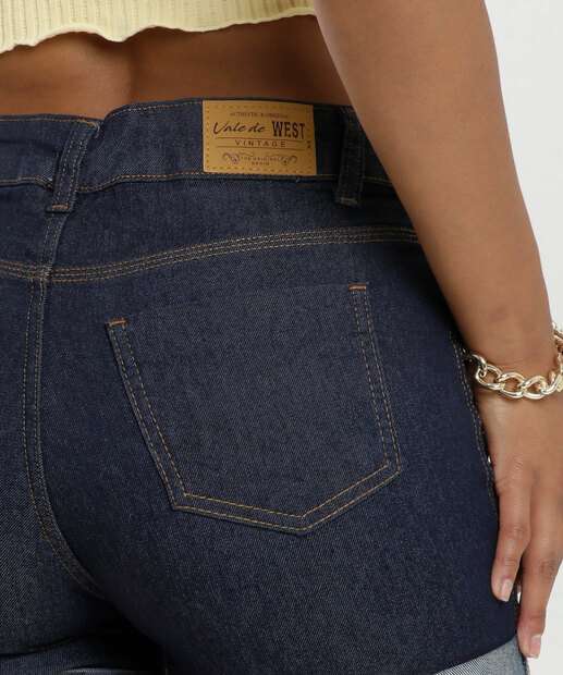 Short Jeans Feminino Bolsos Barra Dobrada