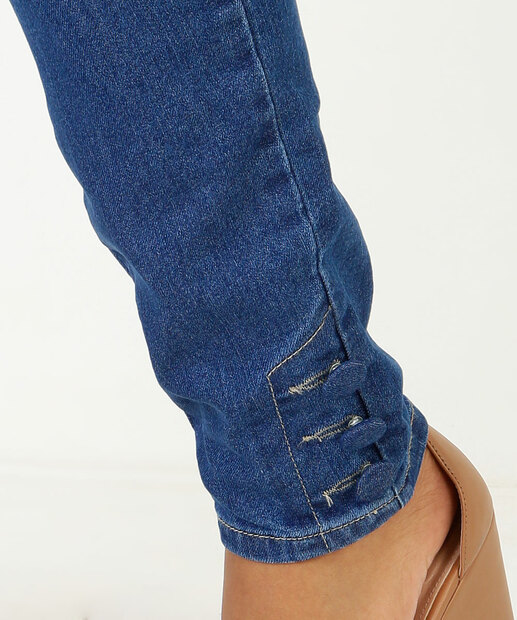 Calça Jeans Skinny Feminina Bolsos Botões Marisa