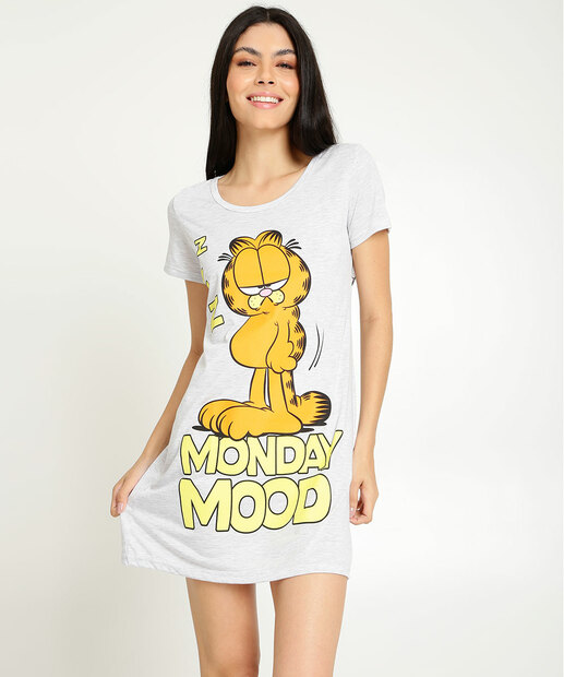 Camisola Mescla Estampada Manga Curta Garfield