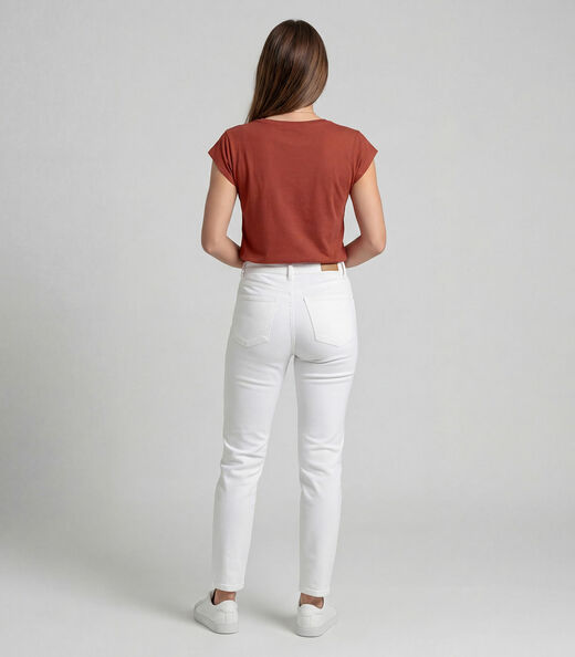 Blusa Feminina Manga Curta Estampada Infinita Cor Laranja