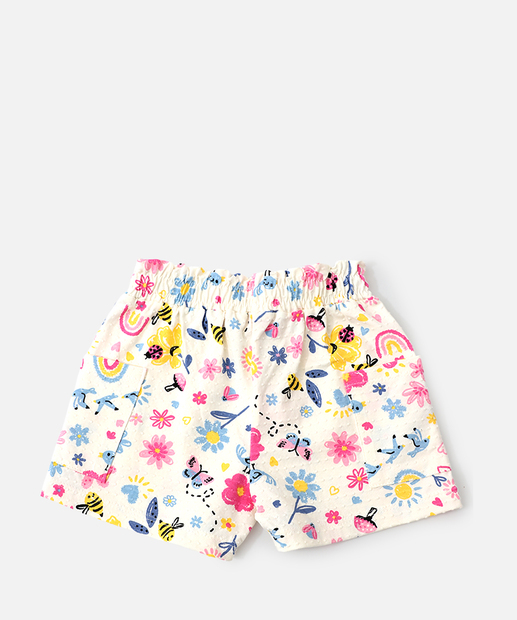 Short Infantil Estampado Bolsos Marisa Tam 1 a 3 Off White