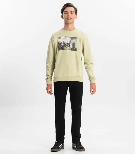 Blusão Juvenil Menino Em Moletom Minty Verde