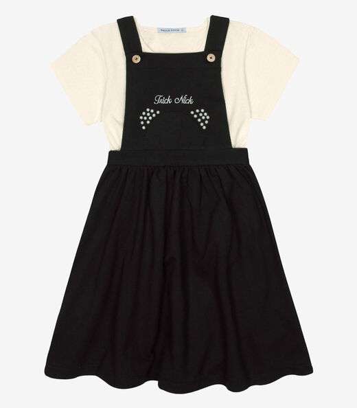 Conjunto Menina Blusa Com Salopete Trick Nick Preto
