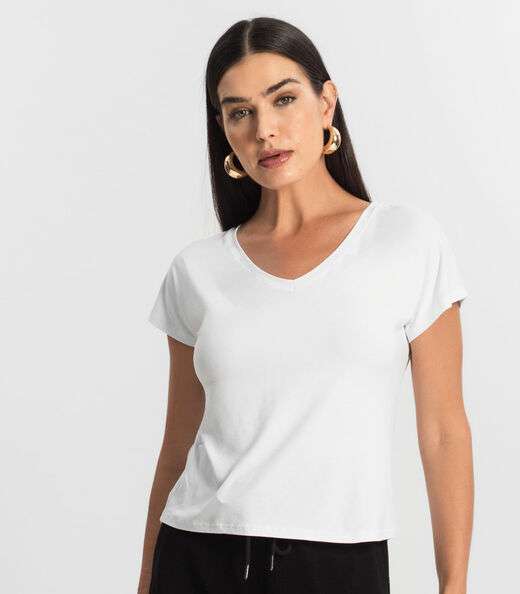 Blusa Feminina Viscotorcion Rovitex Branco