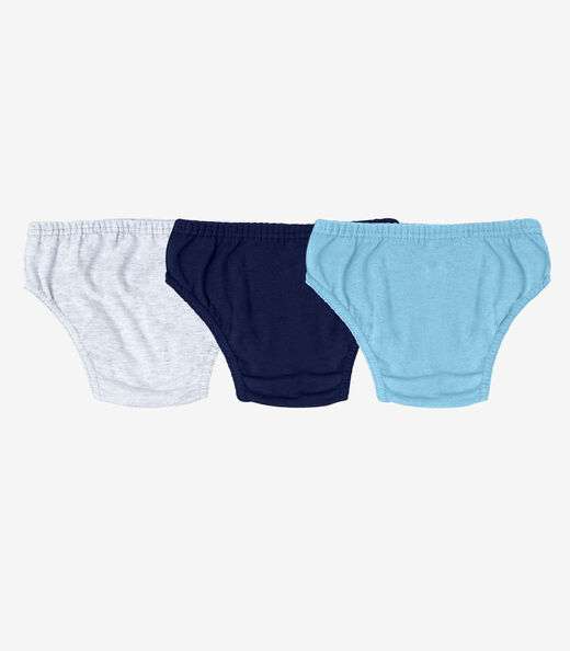 Kit 3 Cuecas Slip Infantil Em Algodão Select Azul