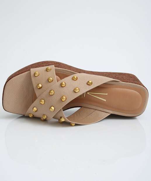 Tamanco Feminino Plataforma Tachas Vizzano