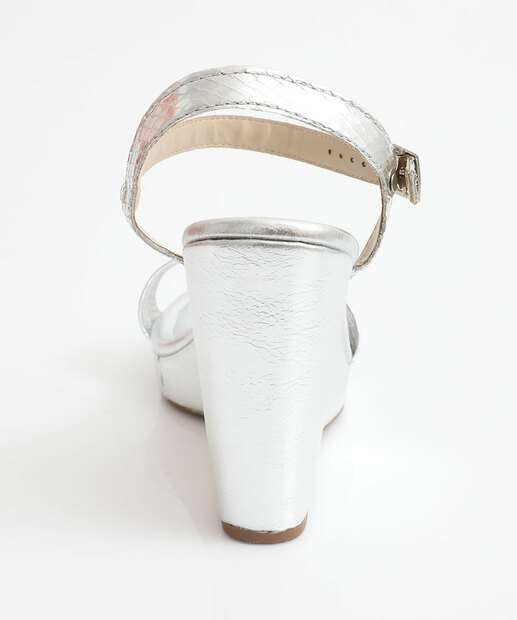 Sandália Feminino Plataforma Tiras Moleca Prateado