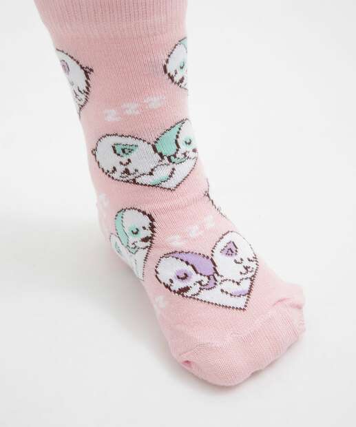 Kit 3 Pares Meias Infantil Soquete Estampa Animais