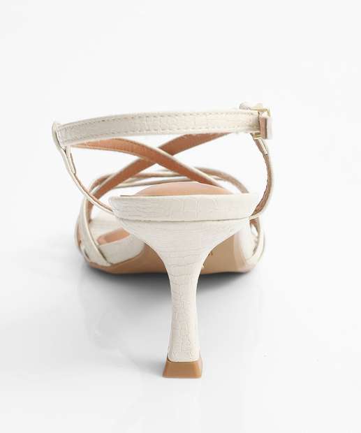 Sandália Feminina Tiras Textura Salto Fino Vizzano