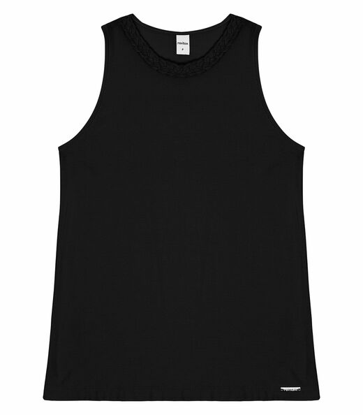 Regata Feminina Com Decote Trabalhado Rovitex Preto