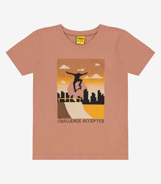 Camiseta Infantil Manga Curta Rovi Kids Marrom