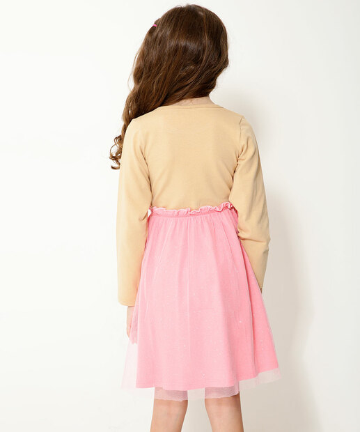 Vestido Infantil Manga Longa Tule Tam 4 a 10