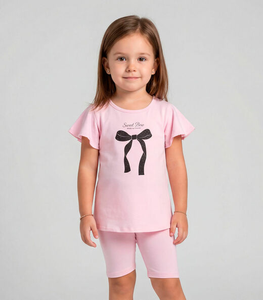 Conjunto Infantil Feminino Blusa E Ciclista Select Rosa