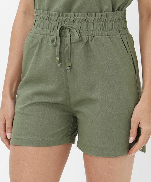 Short Feminino Amarração Bolsos Marisa Verde