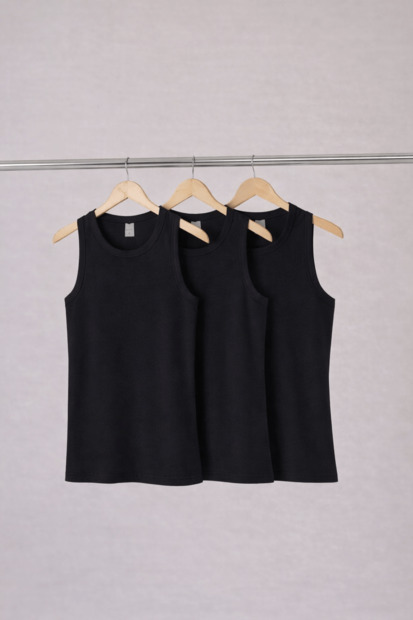 Image_Kit 3 Regatas Feminina Friso Algodão Leve Macio Rovitex