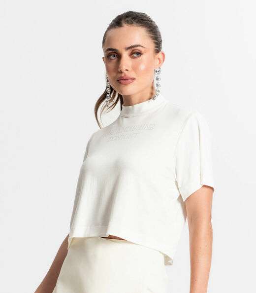 Blusa Feminina Com Gola Alta Endless Bege