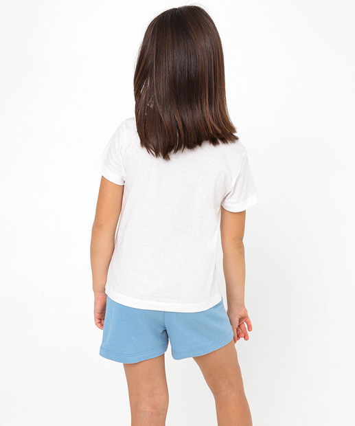 Conjunto Infantil Lenço Stitch Disney Tam 4 a 10 Off White