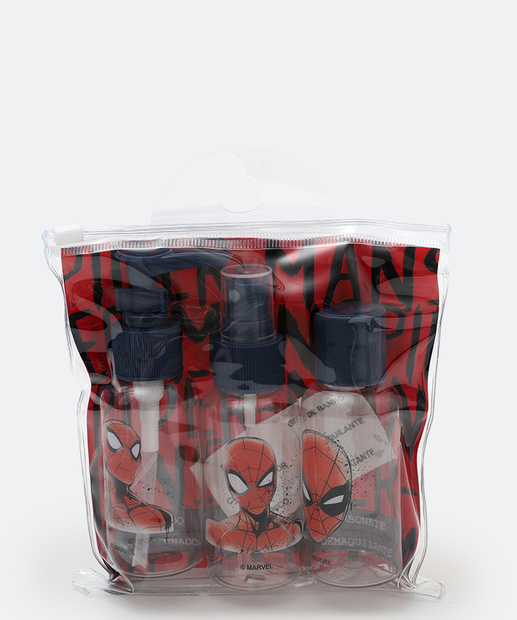 Kit De Viagem Feminino 3 Peças Homem Aranha Vermelho