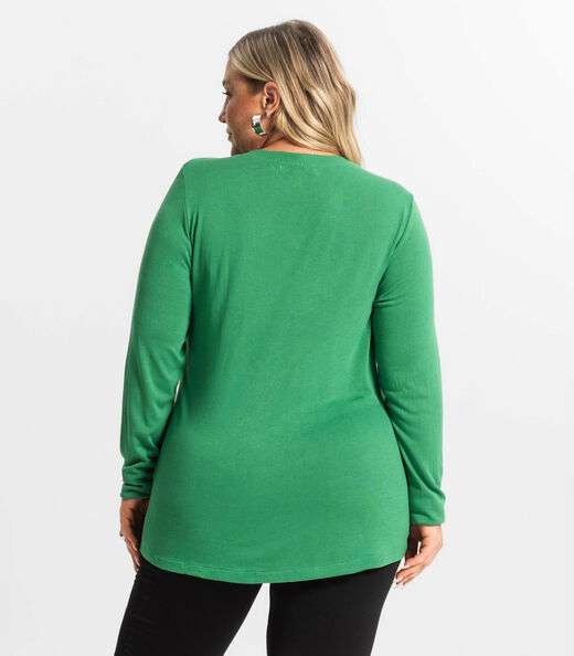 Blusa Manga Longa Visco Tricot Secret Glam Verde