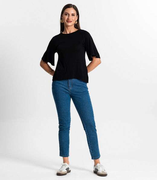 Blusa Feminina Manga Curta Rovitex Preto