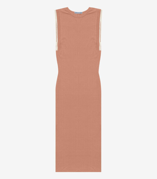 Vestido Midi Em Ribana Canelada Endless Marrom