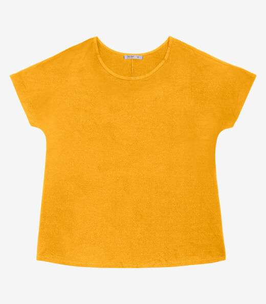 Blusa Manga Curta Feminina Plus Size Secret Glam Amarelo