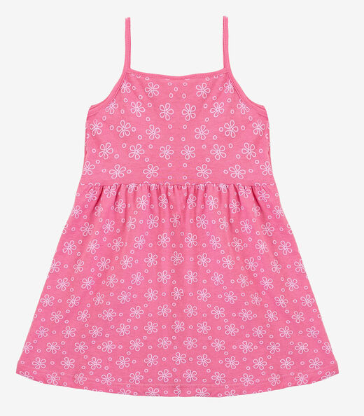 Vestido Infantil Estampado de Alcinha Biju Kids Rosa