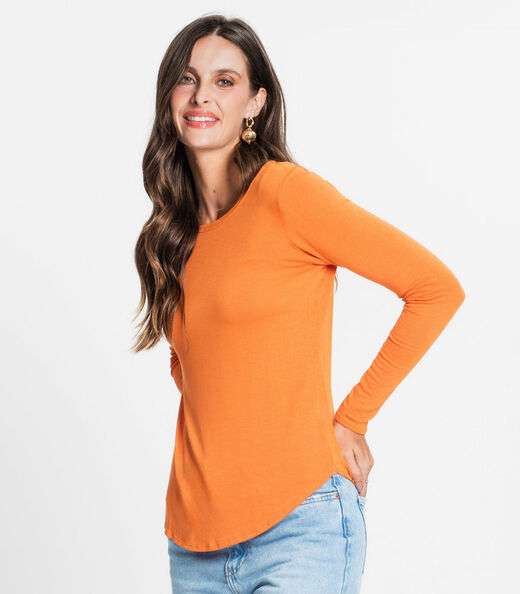 Blusa Feminina Manga Longa Rovitex Laranja