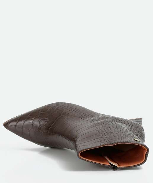 Bota Feminina Cano Curto Salto Grosso Textura Croco Vizzano