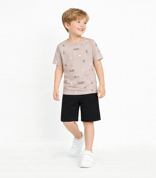 Conjunto Infantil Camiseta e Bermuda Select Bege