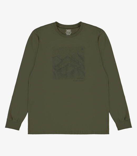 Camiseta Manga Longa Meia Malha Diametro Verde