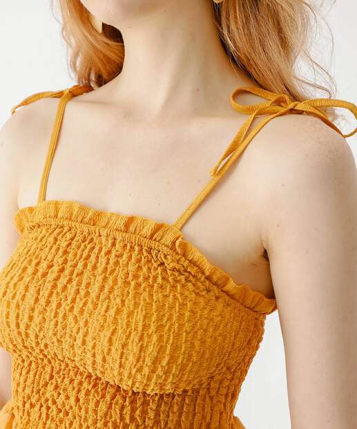 Top Cropped Feminino Lastex Laise Marisa Amarelo