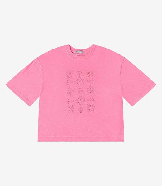 T- Shirt Feminina Meia Malha Endless Rosa