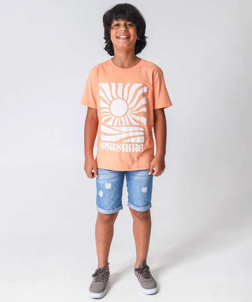 Camiseta Juvenil Estampada Marisa Tam 10 a 16 Laranja