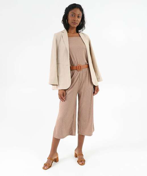 Blusa Regata Feminina Canelada Alongada Marisa Marrom